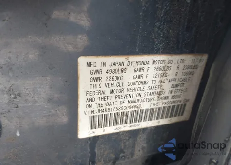 2008 Acura Rl 3.5 z USA, uszkodzony, nr VIN JH4KB16588C004088